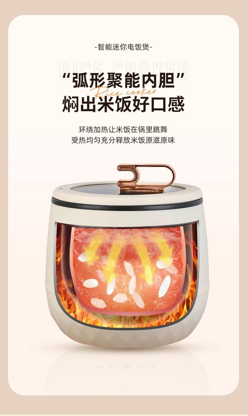  晶雅家 1-2人食超搭!美规 110V 迷你电饭煲 1.8L 带蒸笼 蓝色一套装