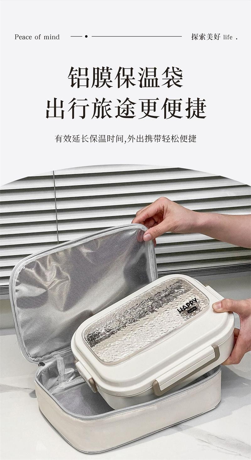 【中國直郵】 親太太 保溫便當盒可微波爐加熱分格便當餐盒 抗菌316 冰河白五格1.5L
