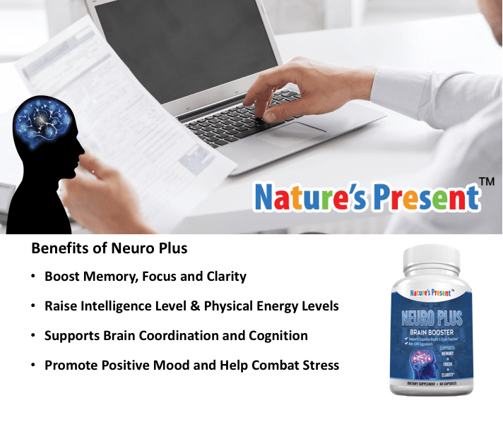 Neuro Plus Nootropics Brain Formula for Memory Focus and Mental Clarity  60 Capsules