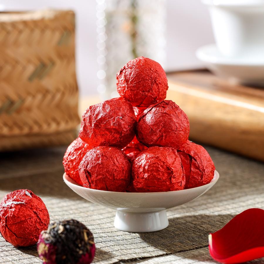 美国仁信昌 云南特产花茶龙珠 滇红玫瑰红茶 400g