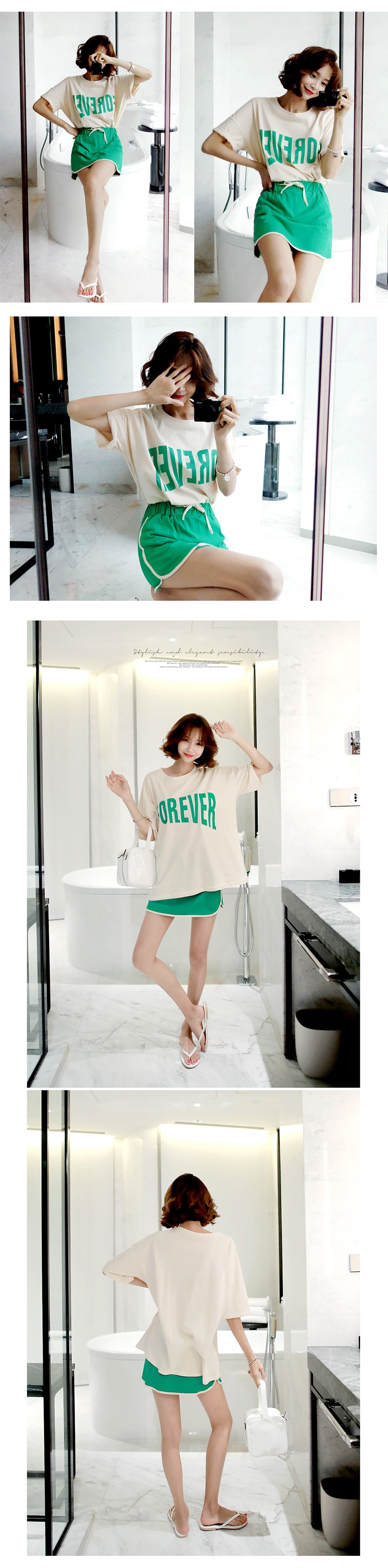[KOREA] FOREVER Oversized T-Shirt+Sport Skort 2 Pieces #Mint One Size(S-M) [Free Shipping]