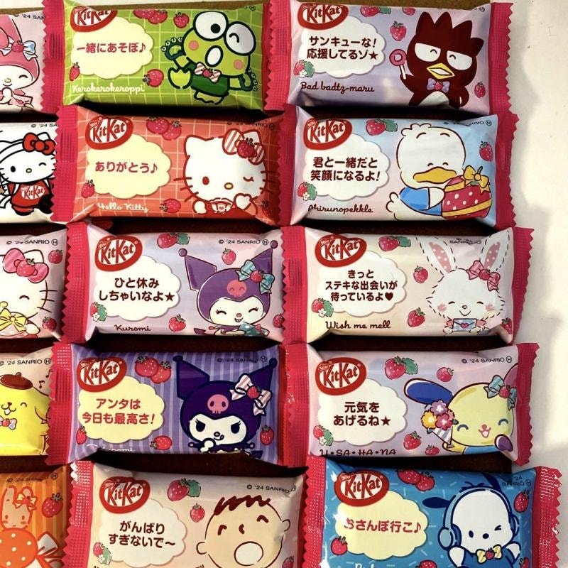 日本 NESTLE KIT KAT季節限定 三麗鷗聯名 草莓牛奶煉乳口味巧克力威化 10枚裝
