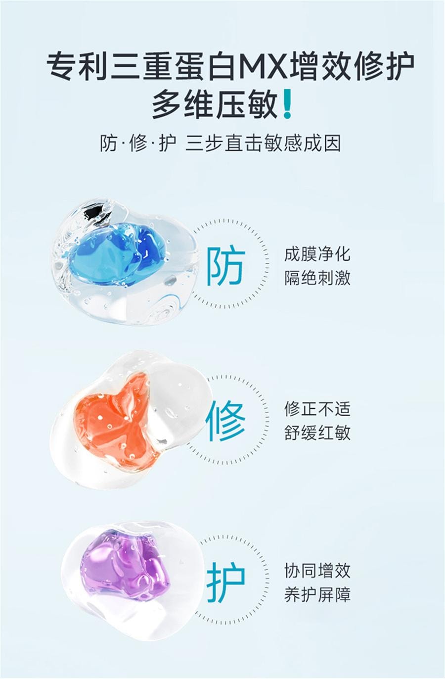 【中國直郵】 綻妍 三重蛋白精潤舒緩修護面膜 補水保濕曬後敏感泛紅肌膚屏障修護5片/盒