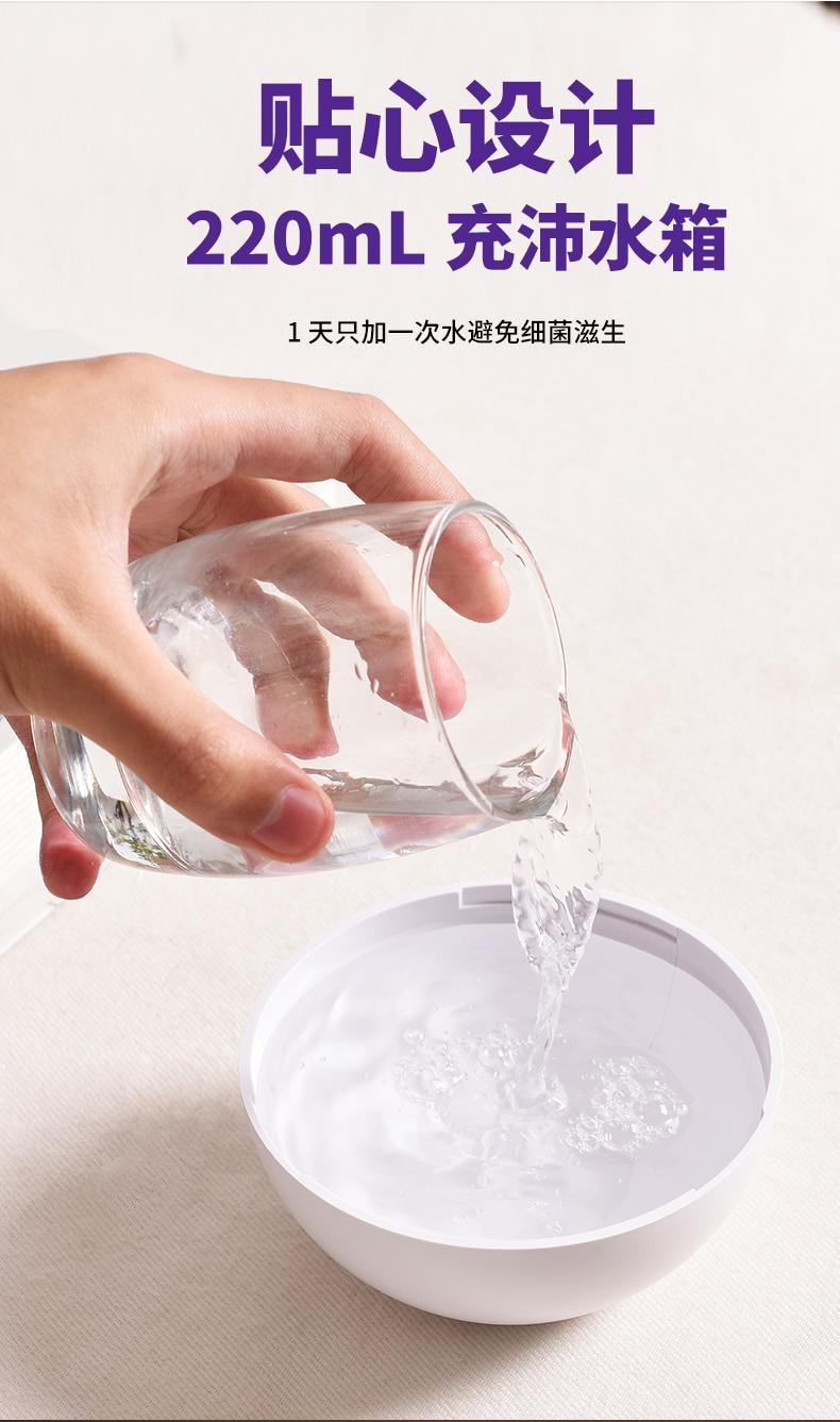 【中国空运直邮】 晶雅家 补水喷雾永生花加湿器 USB充电接口卧室迷你氛围灯加湿器 紫色 一台装