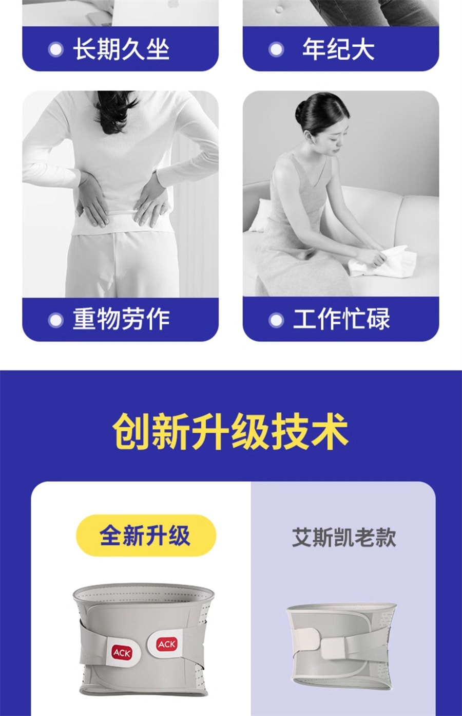 【中国直邮】ACK艾斯凯  护腰带医用腰间盘劳损腰椎突出腰肌疼痛男女透气久坐专业腰托  旗舰按摩款M码