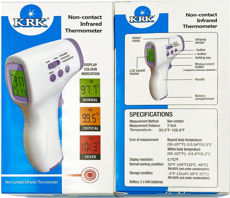 KRK非接触电子体温表温度计测量人体温枪高精度额头医疗家用红外线额温枪