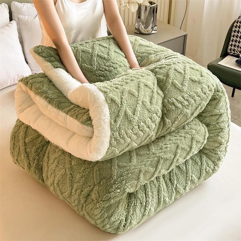 【中国直邮】Lullabuy加厚羊羔绒毛毯 保暖棉被 午睡被子 果绿 Queen Size 5kg