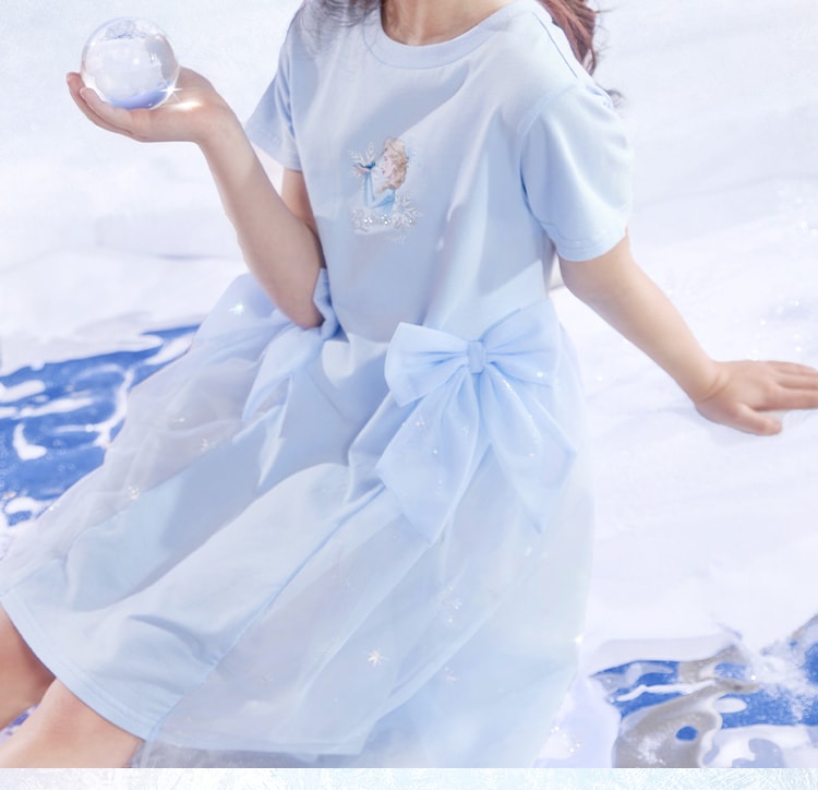 【中国直邮】迪士尼 女童爱莎公主裙子 身高140cm 梦幻蓝