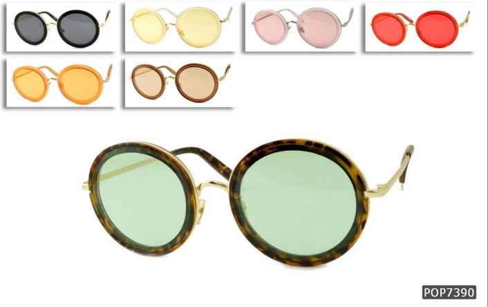 RETRO POP 时尚太阳镜 7390 玳瑁色镜框/绿色镜片