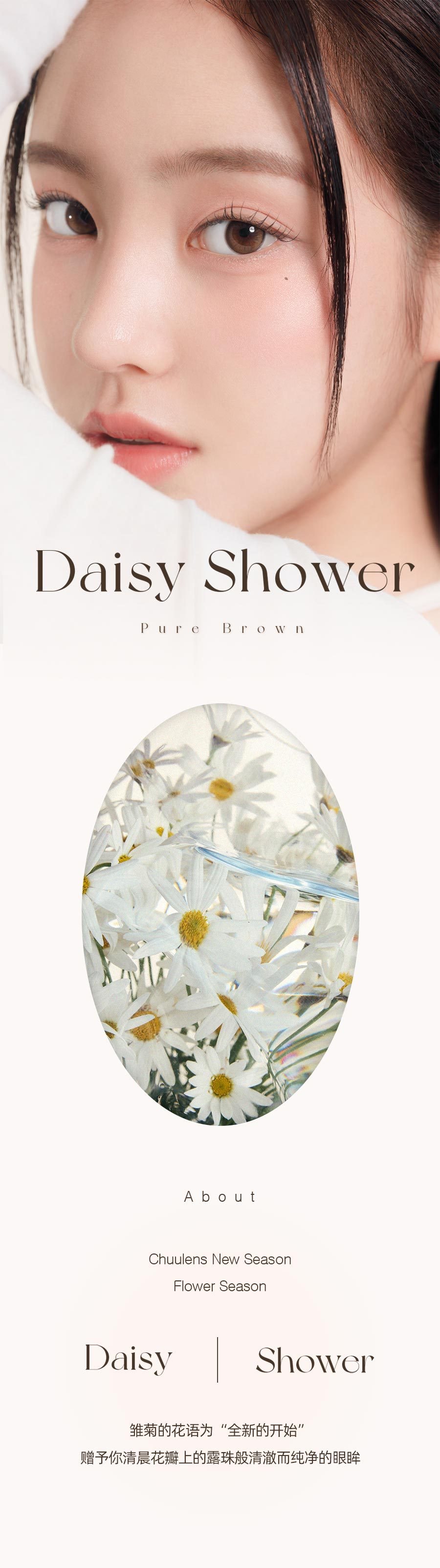 韓國 chuulens 月拋 Daisy Shower Pure Brown13.3mm 2片裝 0度