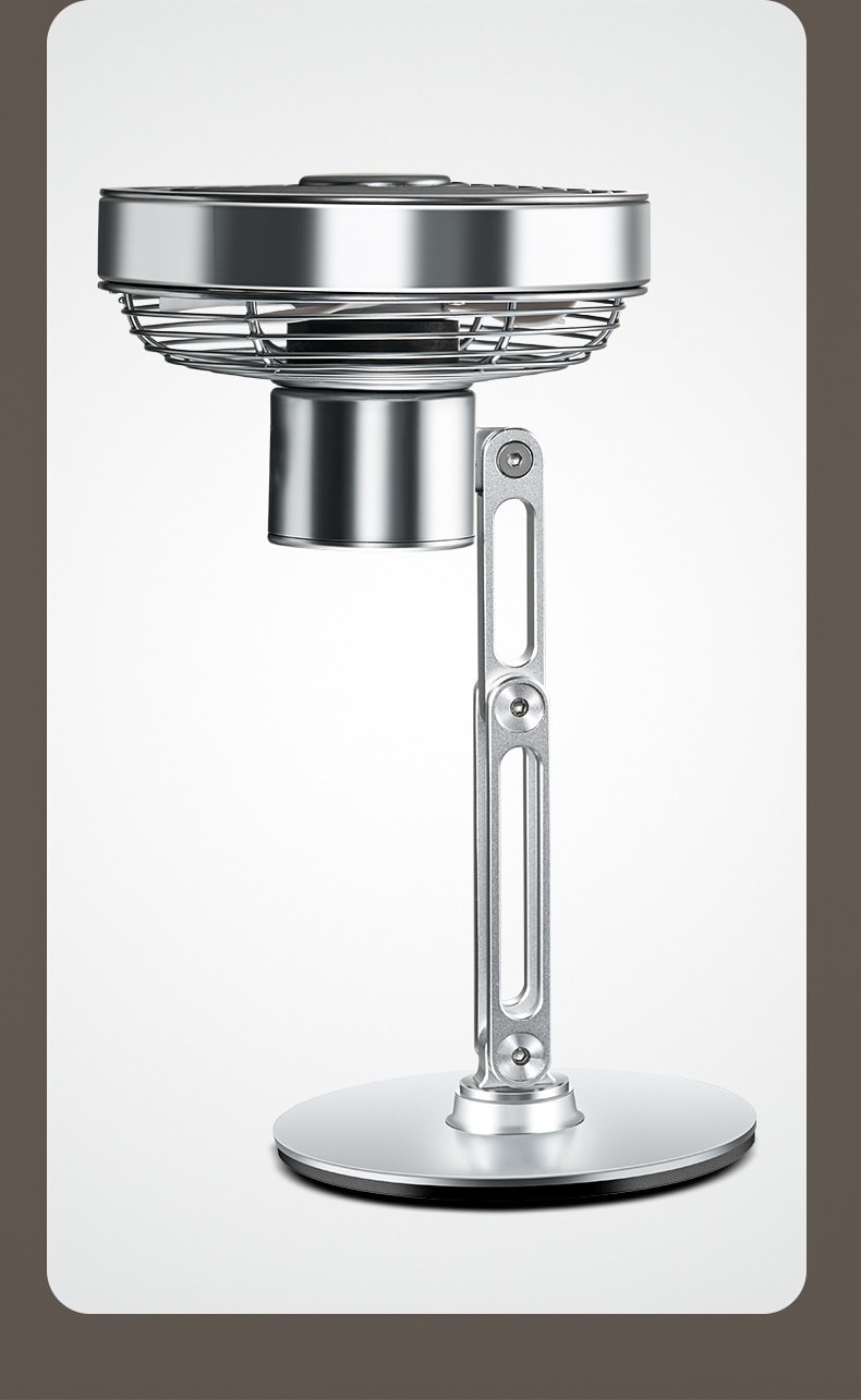 【中国直邮】MROS/摩斯  桌面金属小风扇可充电旋转电风扇折叠桌  钛银色充电款