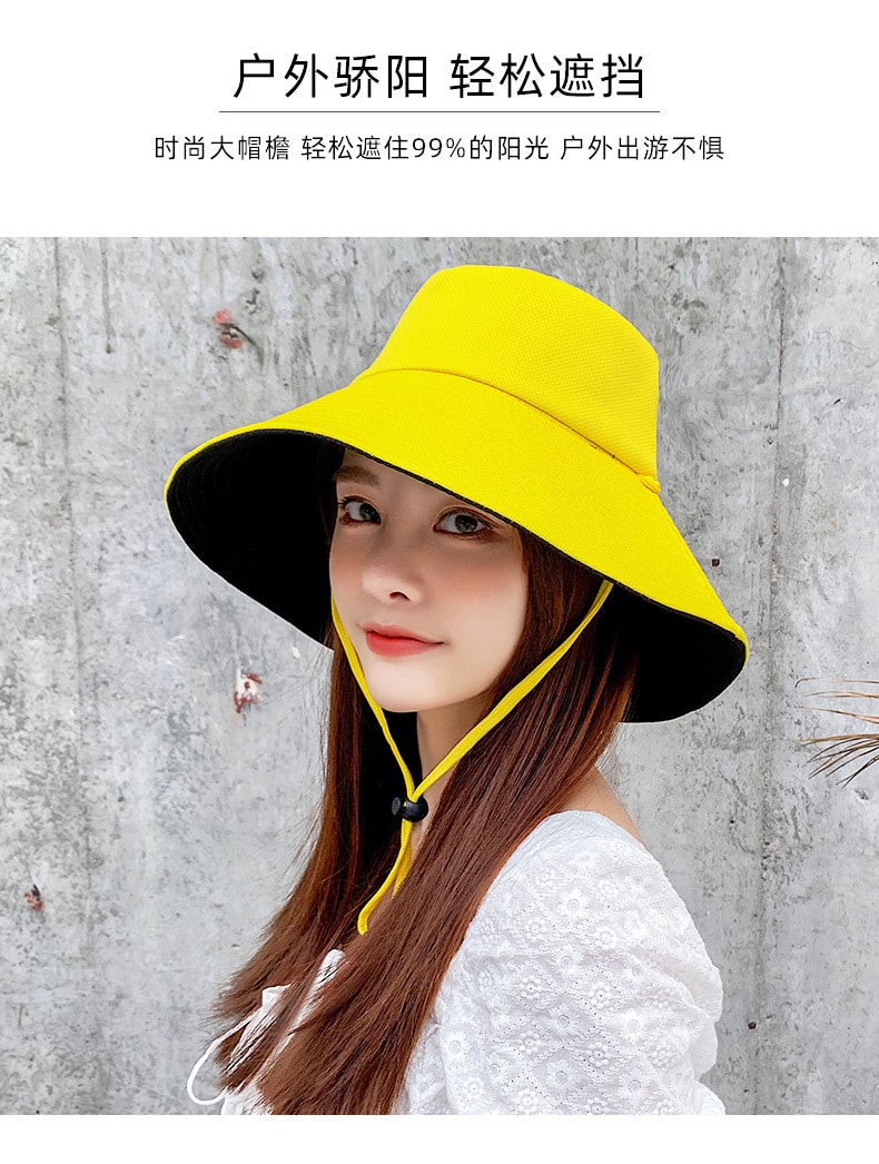 【中國直郵】威仕蒂尼 清新百搭可愛遮陽防曬帽 米色+黃色