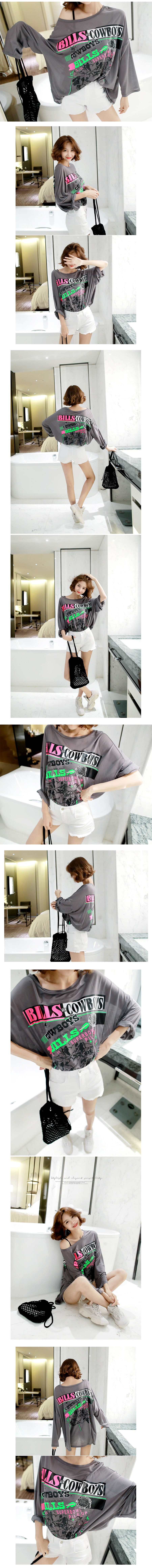 [KOREA] Graphic Loose T-Shirt #Charcoal One Size(Free) [免费配送]