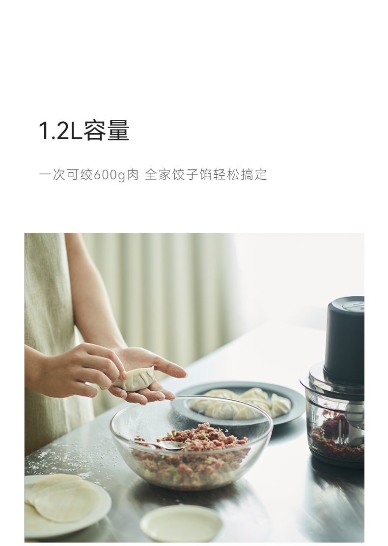 OLAYKS 1.2L 绞肉机家用电动小型多功能全自动搅拌机碎肉打馅蒜泥机 电压100-120V通用