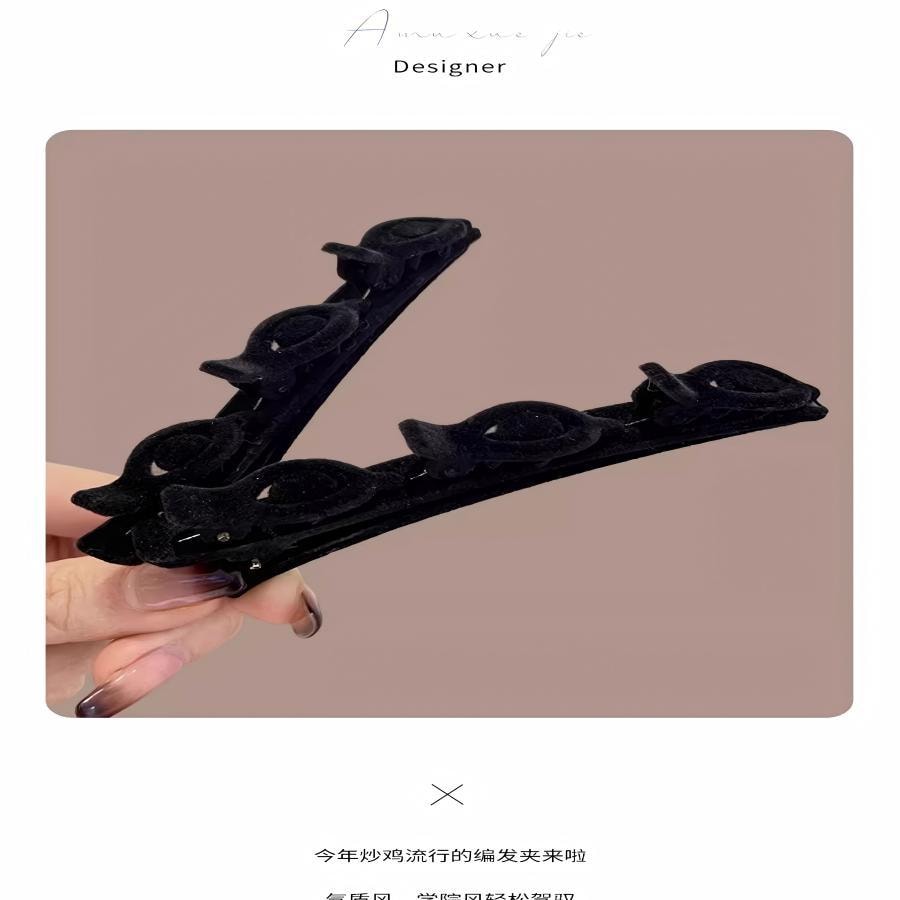 左欧 双层编发发夹 黑色2个装 高级感小抓夹 侧边刘海夹公主头夹子头饰女