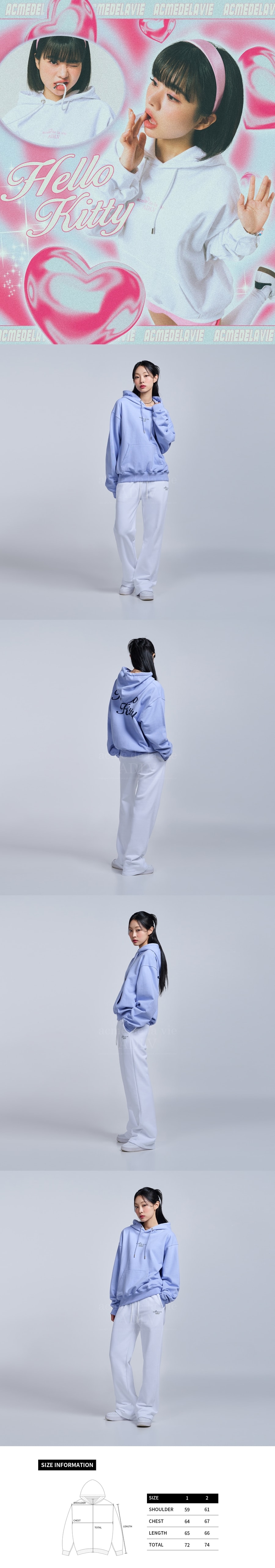 ADLV x SANRIO 【加拿大/韓國直郵】【限定聯名】 23夏季新款 HELLO KITTY 字母LOGO印花帽衫 黑色 1