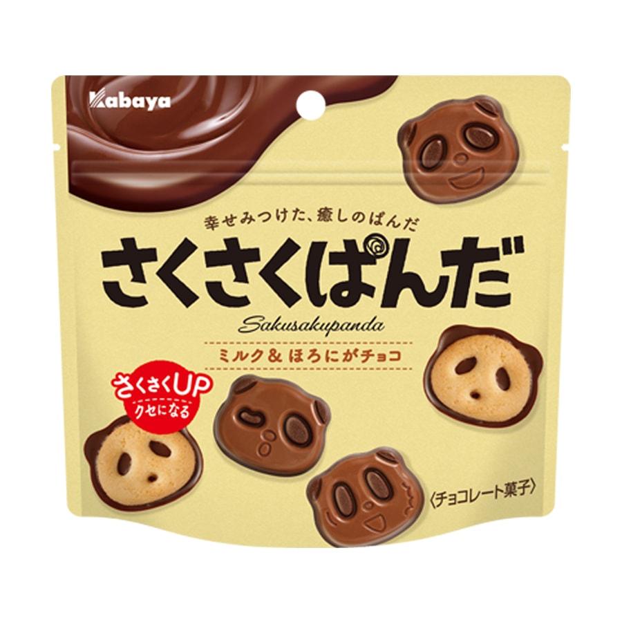 【日本直邮】KABAYA卡巴也 熊猫头可爱造型 巧克力饼干 47g