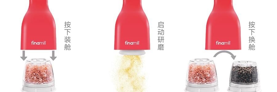 FINAMILL 快卡式全自动香料研磨器 胡椒花椒海盐研磨器 姜妍同款白色 两个料仓可替换