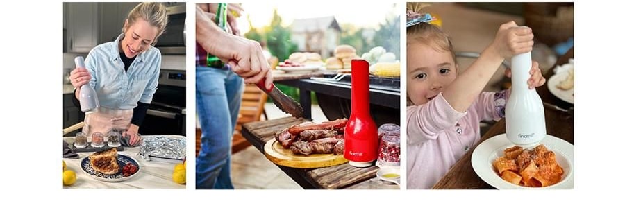 FINAMILL 快卡式全自动香料研磨器 胡椒花椒海盐研磨器 姜妍同款白色 两个料仓可替换