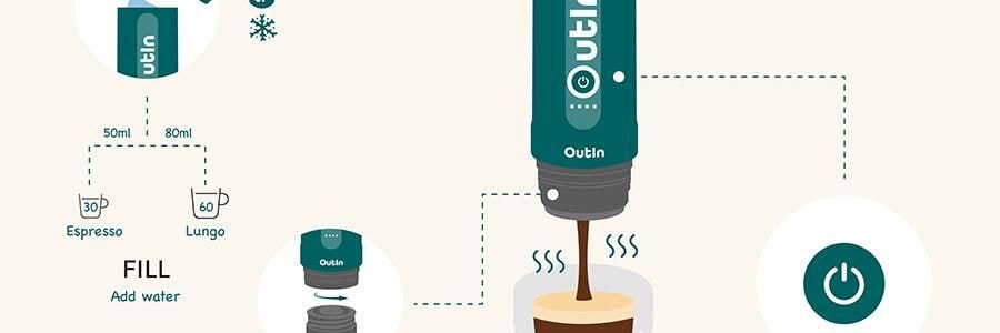BUYDEEM北鼎 OUTIN联名咖啡机 快速加热 轻盈便携式浓缩咖啡机 OTEM-01 浅衫绿