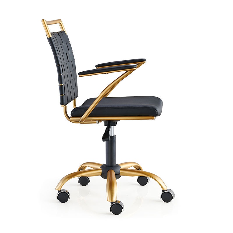 【美國現貨】LUXMOD 中古風手工編製椅 黑色與金色椅身 西皮 單人位