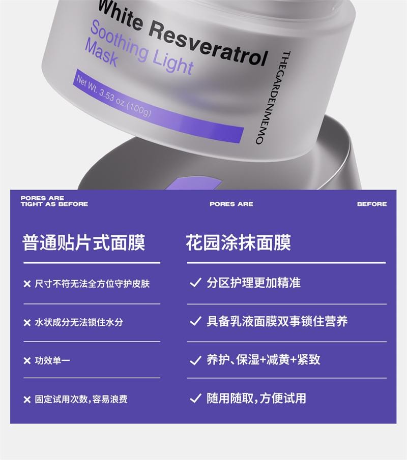 【中国直邮】  花园备忘录 Uk美白高光面膜云朵抗氧亮白高光涂抹面膜 100g 1罐