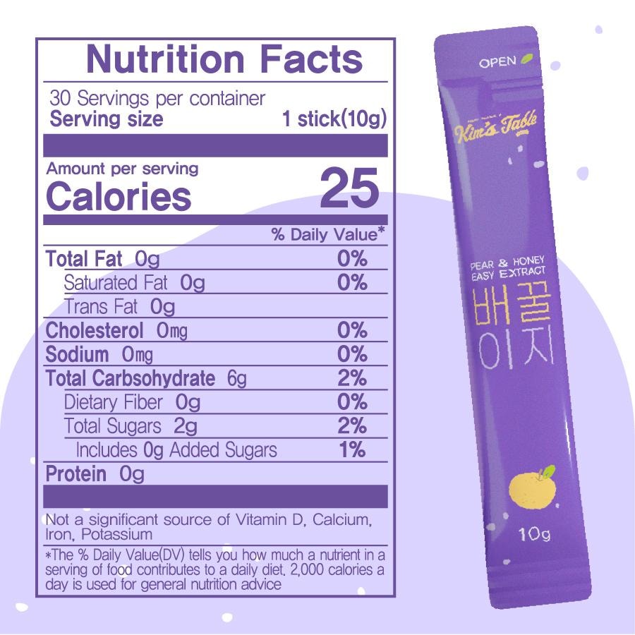 韓國 Kim's Table KIM'S TABLE 梨子和蜂蜜萃取物梨和桔梗濃縮液(10 克 X 30 袋裝)