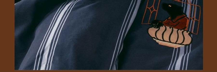 THEBEAST野兽派 都市野兽 黑豹全棉磨毛色织床品四件五尺230*200cm 床笠款, Full size, 米色条纹