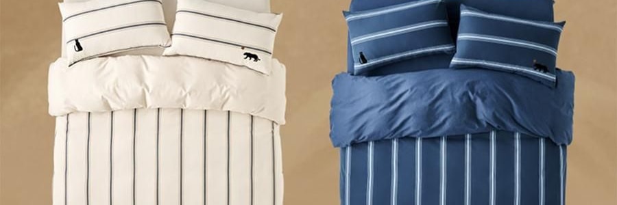 THEBEAST野兽派 都市野兽 黑豹全棉磨毛色织床品四件五尺230*200cm 床笠款, Full size, 米色条纹