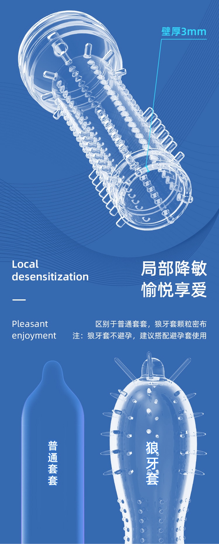 【中國直郵】謎姬 狼牙套組合裝 五隻裝