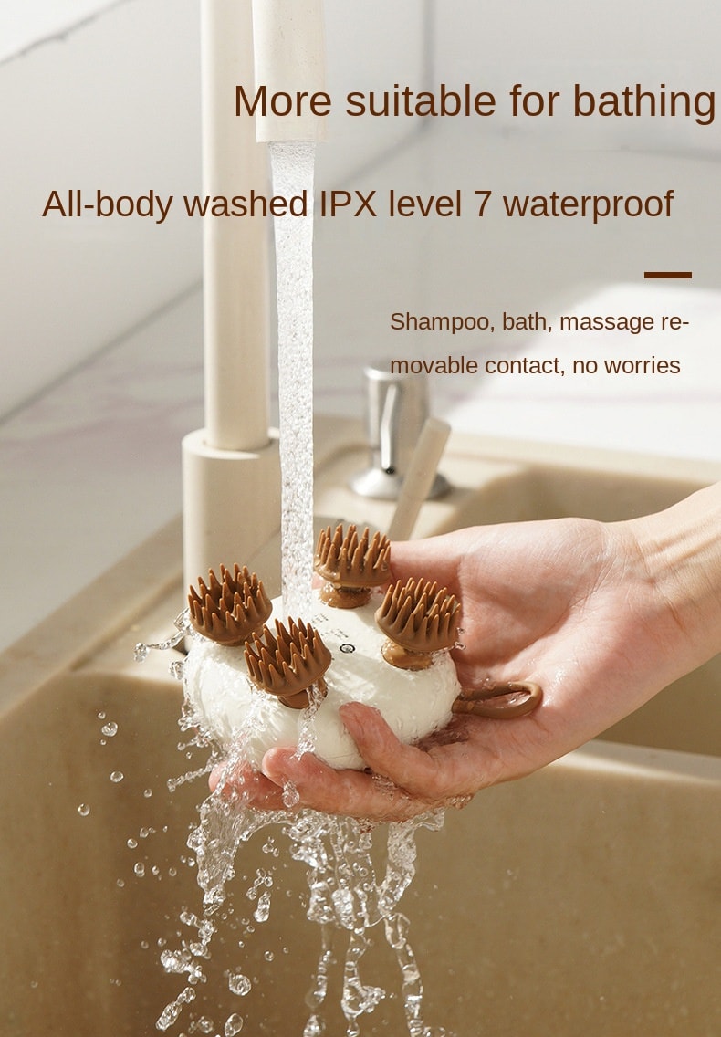 【輪滑世界冠軍郭丹代言品牌】中國 和正HEZHENG 頭部按摩器全自動頭皮按摩爪電動防水按摩儀 白色 1件