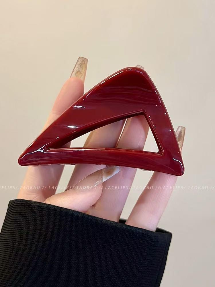 爱神严选 韩系三角抓夹1只装 圣诞红三角抓夹 高级感鲨鱼夹 发夹发饰