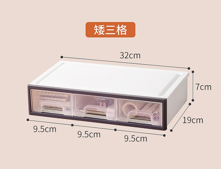 药品 化妆品 文具收纳盒 ROSELIFE 可拆卸 自由组合  4层收纳盒 [TDAB] 两低一高7抽屉  5插槽桌面整理盒 透明