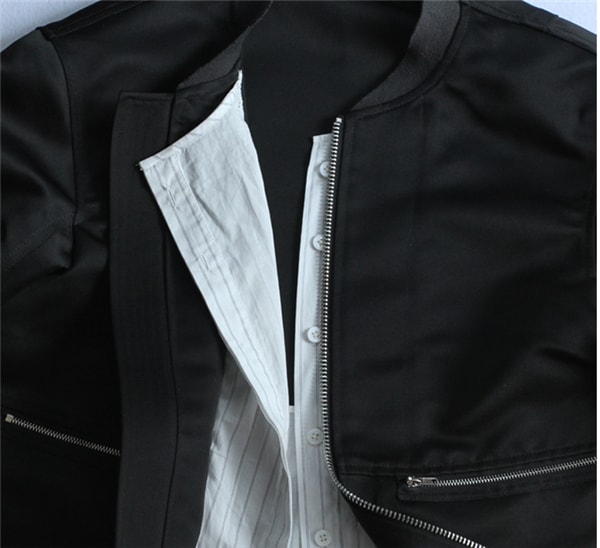 Black Fake Two-piece Jacket Baseball Coat S
