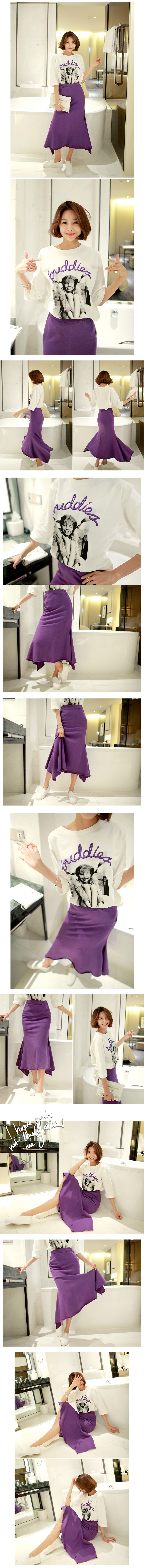 韩国正品 MAGZERO 不对称剪裁长款半身裙 #紫色 均码(S-M) [免费配送]