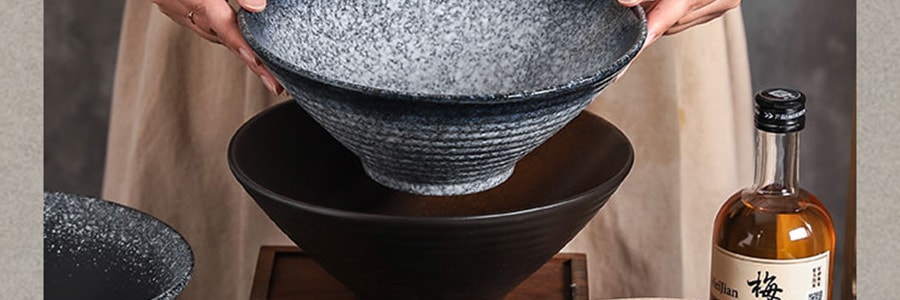 川島屋 日式拉麵碗 復古鬥笠碗高級感陶瓷大碗 湯碗泡麵碗麵條碗 寶石藍 23cm