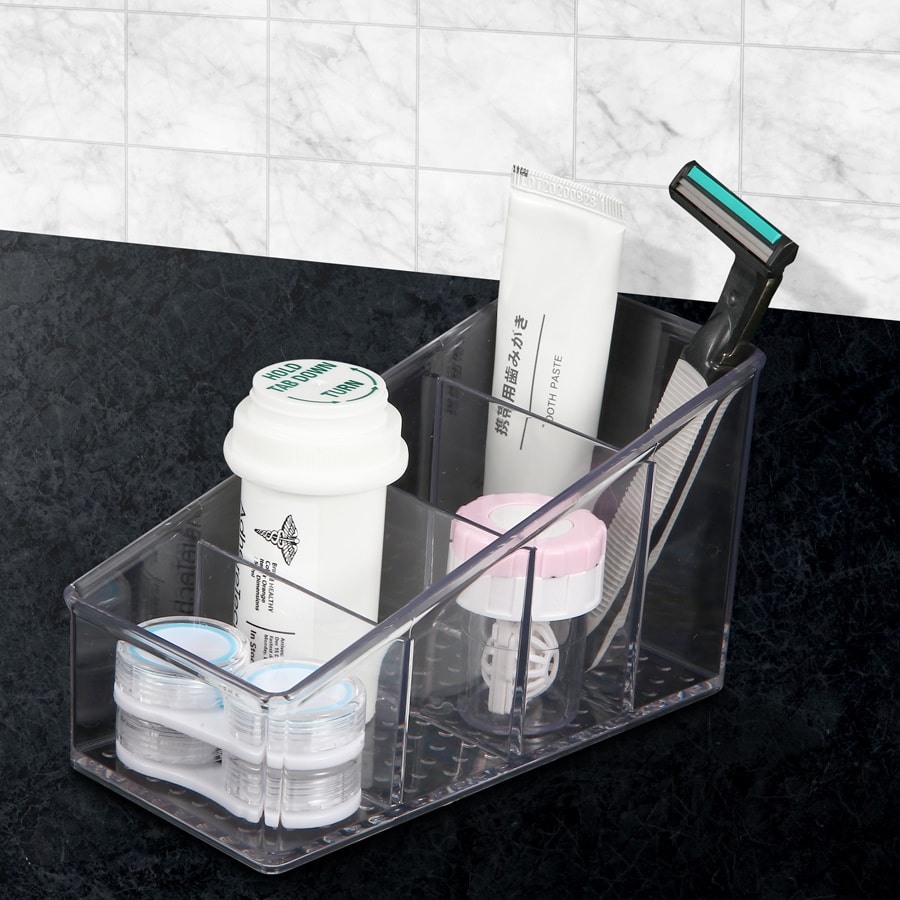 【衛浴收納】ROSELIFE 盥洗檯面收納盒四格適用放置個人護理化妝用品等尺寸5.9"x2.8"3.5"