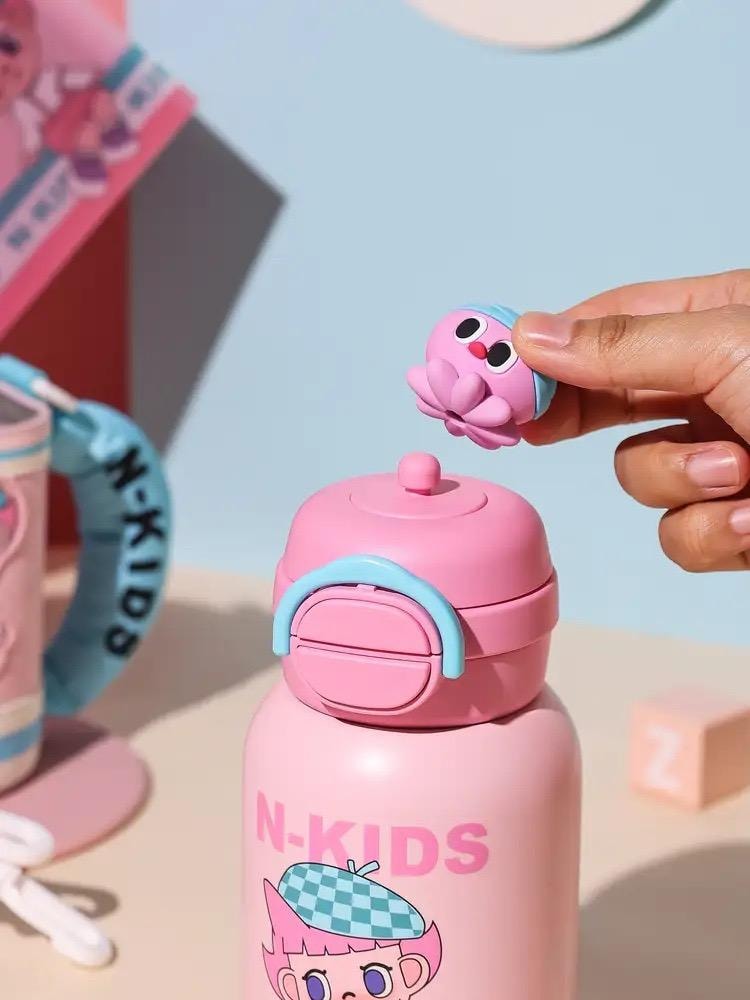 韩国 BEDDYBEAR 杯具熊 保温杯 高颜值库洛米双饮杯子 宝宝幼儿园小学生儿童水杯 600ml 粉色