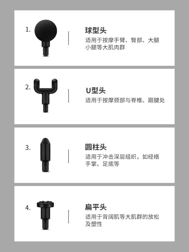 【中国直邮】筋膜枪 肌肉按摩器 4种按摩头 极光绿