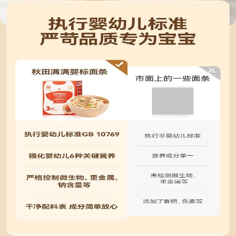 【中国直邮】 秋田满满 有机儿童辅食营养面 宝宝面条 原味+牛肉番茄+猪肝菠菜200g*3盒