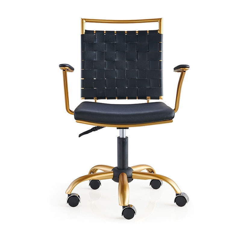 【美國現貨】LUXMOD 中古風手工編製椅 黑色與金色椅身 西皮 單人位