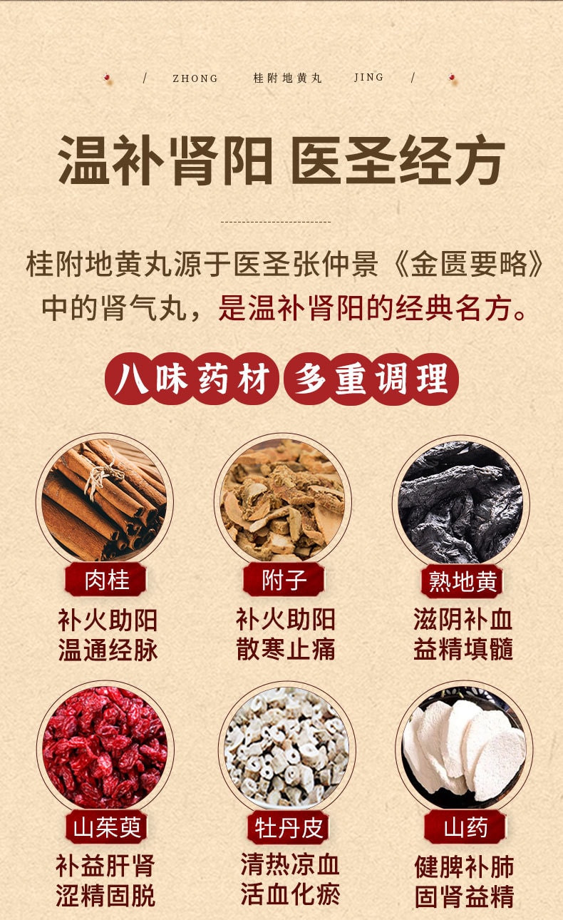 【中國直郵】仲景 桂附地黃丸 溫補腎陽 治療早洩腎虛腎虧300丸 x 1盒