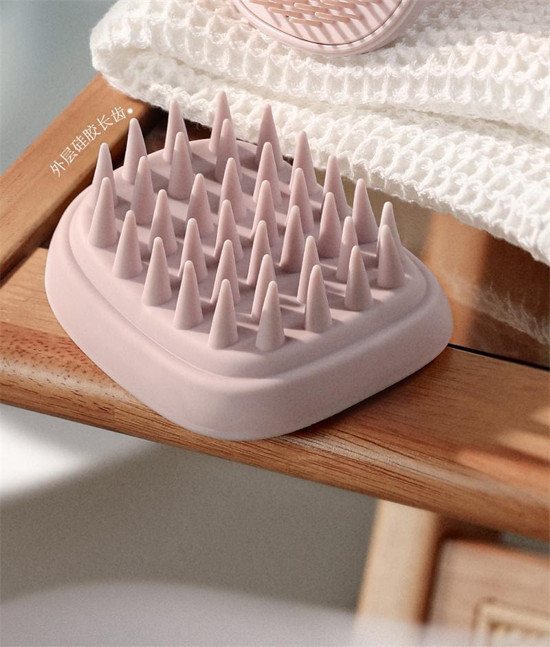 古迪 洗頭梳二合一矽膠洗頭髮神器頭部按摩梳洗 淺紫色 1個裝