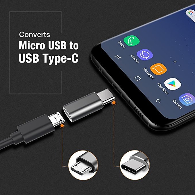BREXLINK Micro USB to USB Type C 转换器 (4个装) 内置56KΩ电阻 快速充电 支持Samsung Galaxy S9 S8 Plus Note 8 Macbook LG V30 G5 G6