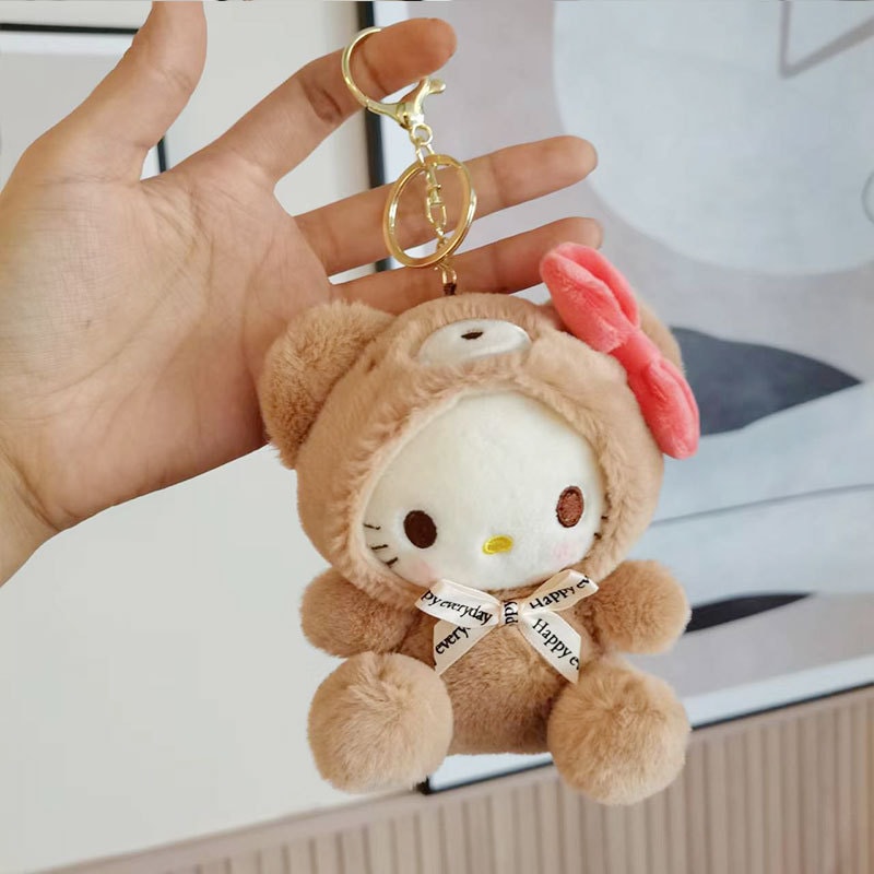 【促銷季】Sanrio 三麗鷗 鑰匙圈掛件 可愛玩偶 禮物 書包配件 毛絨公仔 玩具娃娃-睡衣美樂蒂 1個