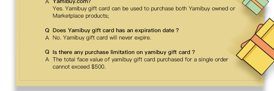 Yamieギフトカード 300ドル