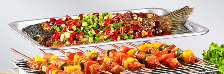 尚烤佳 烤魚爐烤肉爐 長方形不鏽鋼烤魚盤 37.5*28*12.5cm