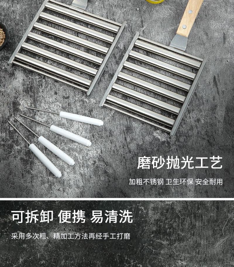   FOXTAIL 便利不銹鋼烤腸架套裝 滾動燒烤架 熱狗 火腿 可拆 便攜 -大號 1套*預計到達時間3-4週