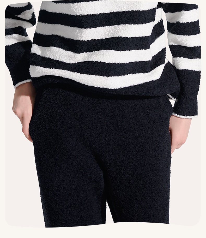 【赠品】lastpiece 中国 ubras 慕斯绒条纹圆领套头家居服套装(女款)-白色-L