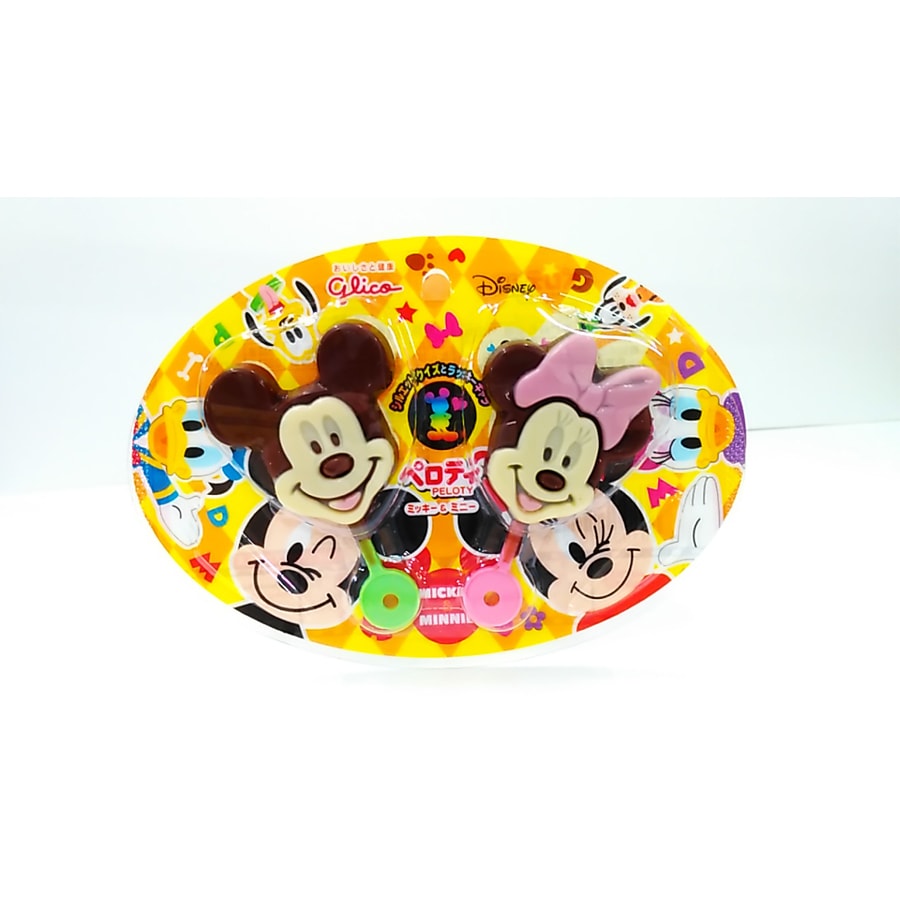 【日本直邮】GLICO格力高 迪士尼联名限定 巧克力 米奇 米妮 棒棒糖  四种图案随机发货19g